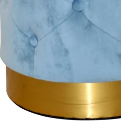 Hocker in Hellblau Samt & Gold - Santjana^Wohnen New