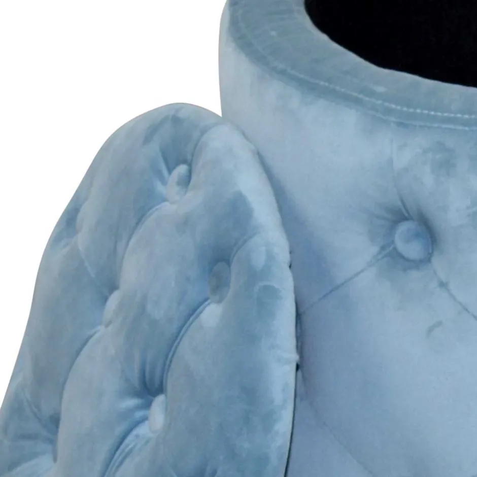 Hocker in Hellblau Samt & Gold - Santjana^Wohnen New