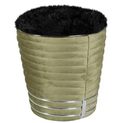 Hocker in Schwarz und Oliv Grün und Silber - Egeta^Wohnen