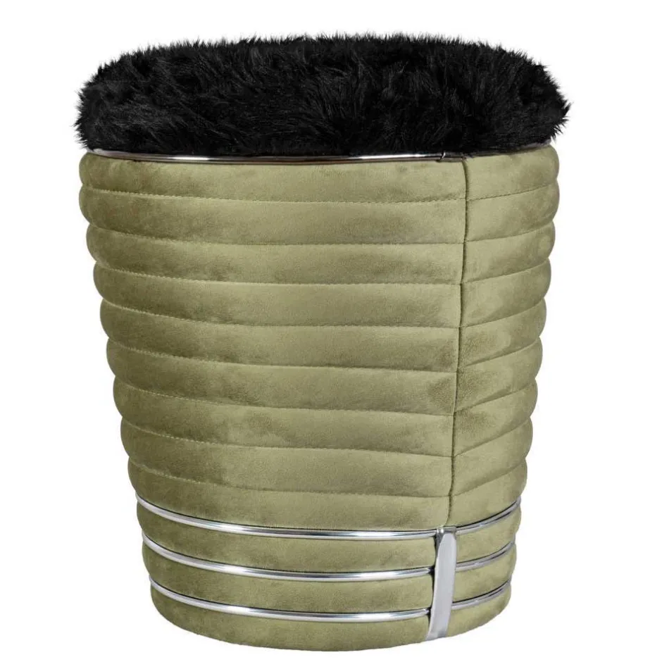 Hocker in Schwarz und Oliv Grün und Silber - Egeta^Wohnen