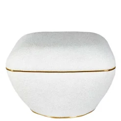 Hocker in Weiß Webplüsch mit Gold - Tandrea^Wohnen Clearance