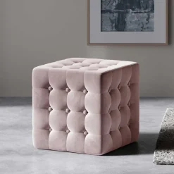 Wohnen Hocker mit Knöpfen in Altrosa - Olina