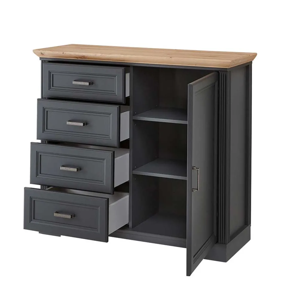 Wohnen Hohe Kombi-Kommode in Dunkelgrau - Joe
