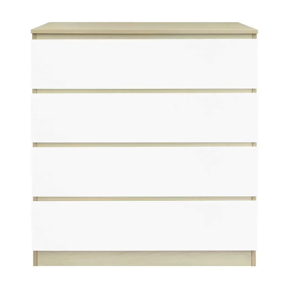 Wohnen Hohe Kommode in Weiß Hochglanz & Natur - Finnca