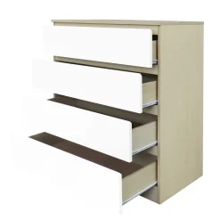 Wohnen Hohe Kommode in Weiß Hochglanz & Natur - Finnca