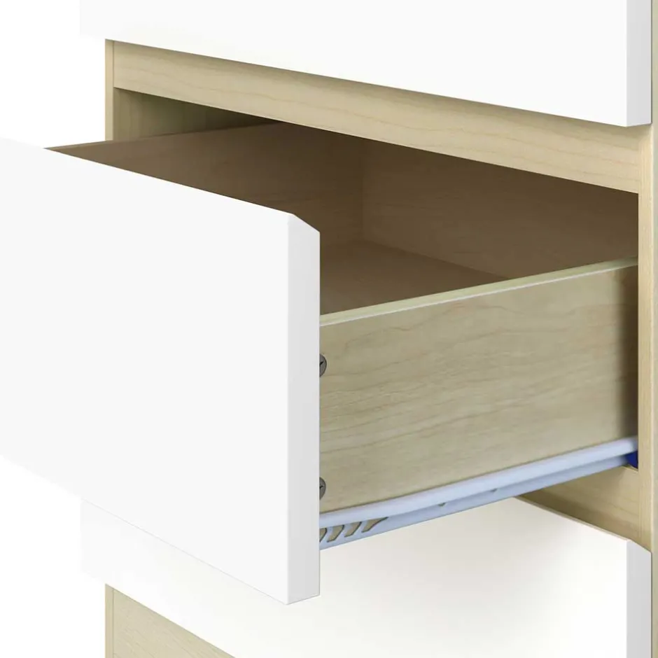 Wohnen Hohe Kommode in Weiß Hochglanz & Natur - Finnca