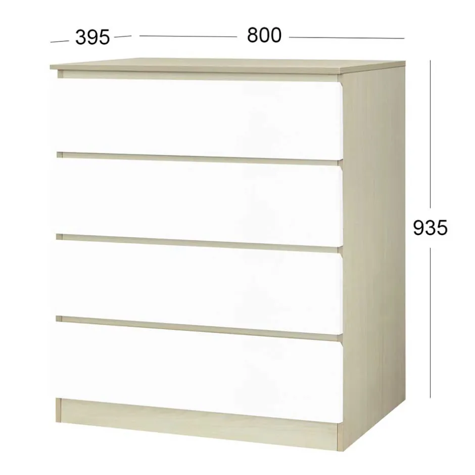 Wohnen Hohe Kommode in Weiß Hochglanz & Natur - Finnca