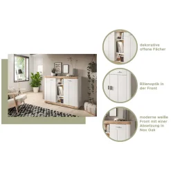 Hohe Kommode mit zwei Türen & drei Fächern - Hihat^Wohnen Hot