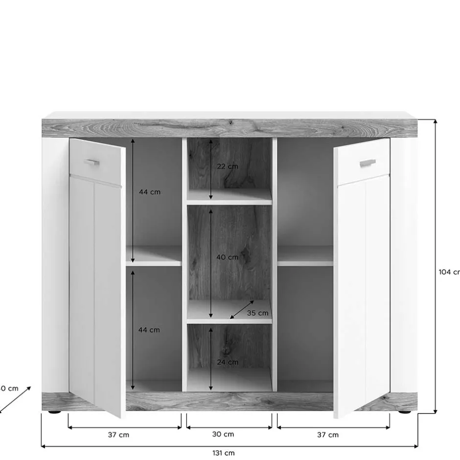 Hohe Kommode mit zwei Türen & drei Fächern - Hihat^Wohnen Hot