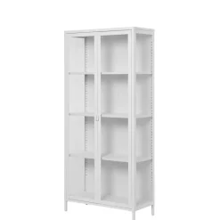 Wohnen Hohe Vitrine aus Stahl in Weiß - Sancrez