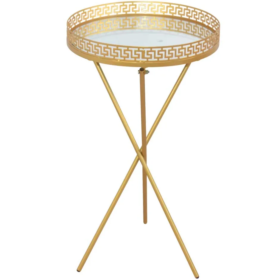 Hoher Beistelltisch mit runder Spiegelglas Platte - Mabu^Wohnen