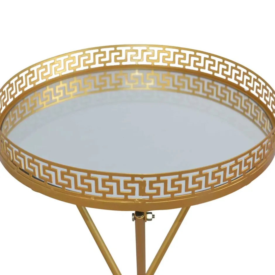 Hoher Beistelltisch mit runder Spiegelglas Platte - Mabu^Wohnen