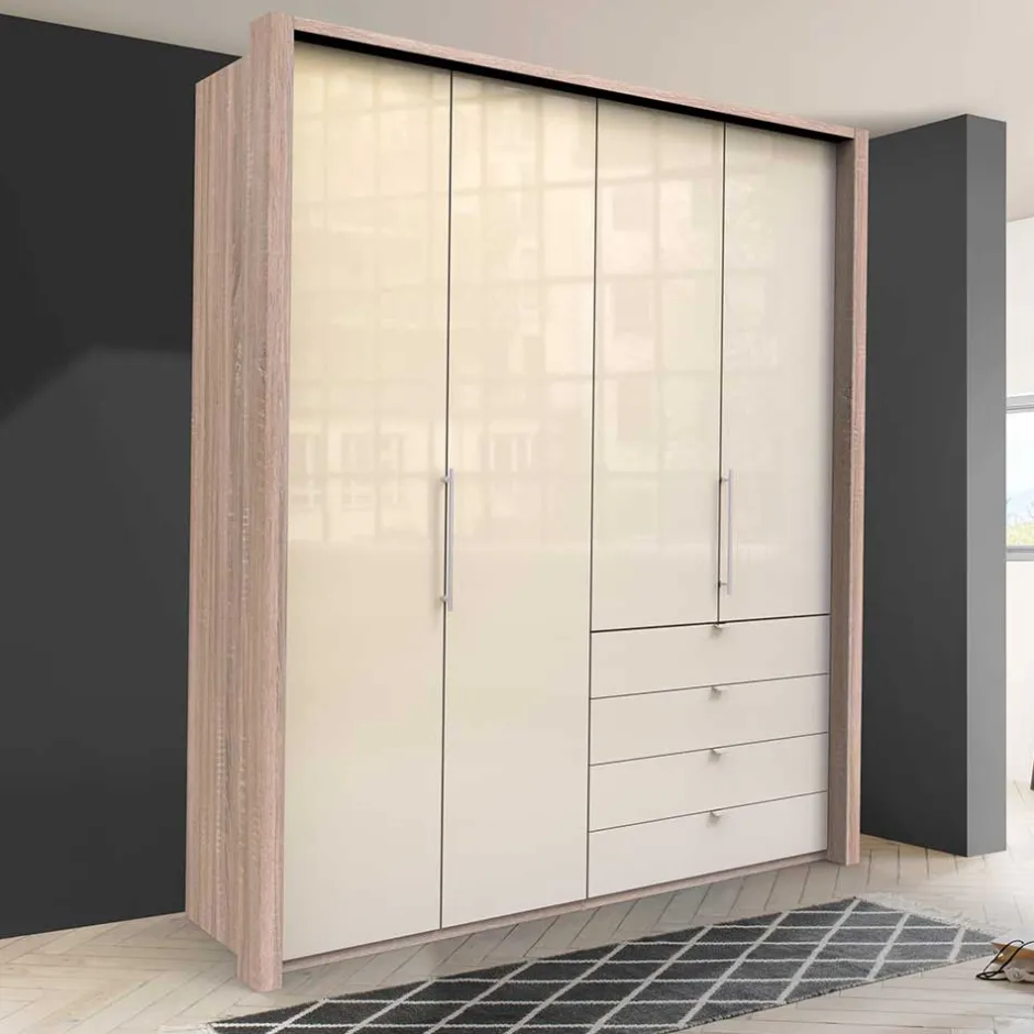 Hoher Schlafzimmerschrank 2-türig & 4 Schubladen - Rativian^Wohnen Online