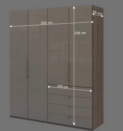 Hoher Schlafzimmerschrank 2-türig & 4 Schubladen - Rativian^Wohnen Online