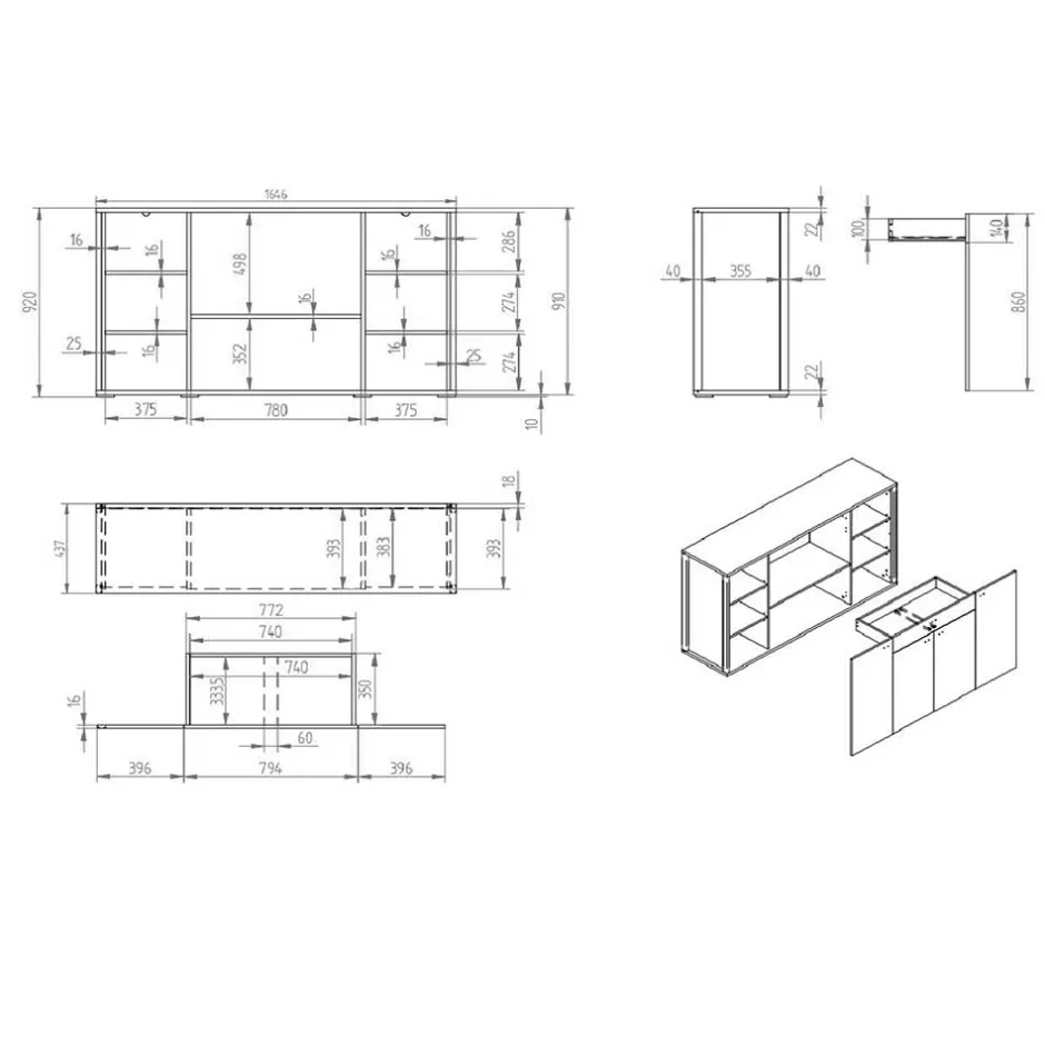 Hohes Sideboard in Grau & Anthrazit - Ridona^Wohnen Sale