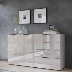 Hohes Sideboard in Hellgrau - Aquara^Wohnen Discount