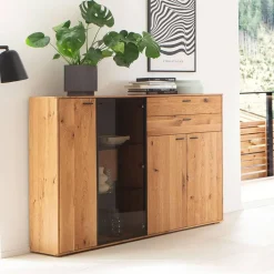 Hohes Sideboard mit Glaseinsatz und LED - Drinidad^Wohnen Hot