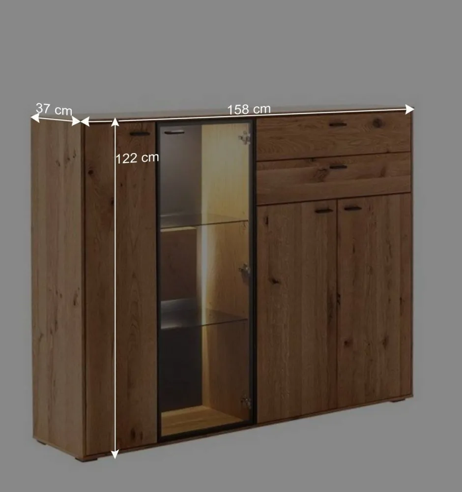 Hohes Sideboard mit Glaseinsatz und LED - Drinidad^Wohnen Hot