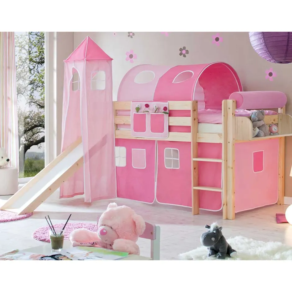 Hohes Spielbett in Natur & Rosa & Pink - Liza^Wohnen Hot