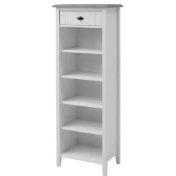 Wohnen Holz Badregal mit Schublade in Weiß & Grau - Mirandesca