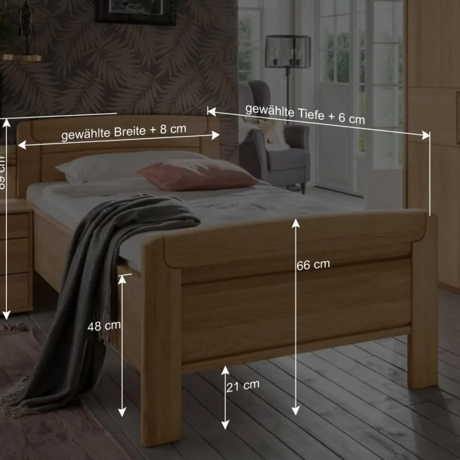 Wohnen Holz Einzelbett mit Kopf- und Fußteil - Emdsiva