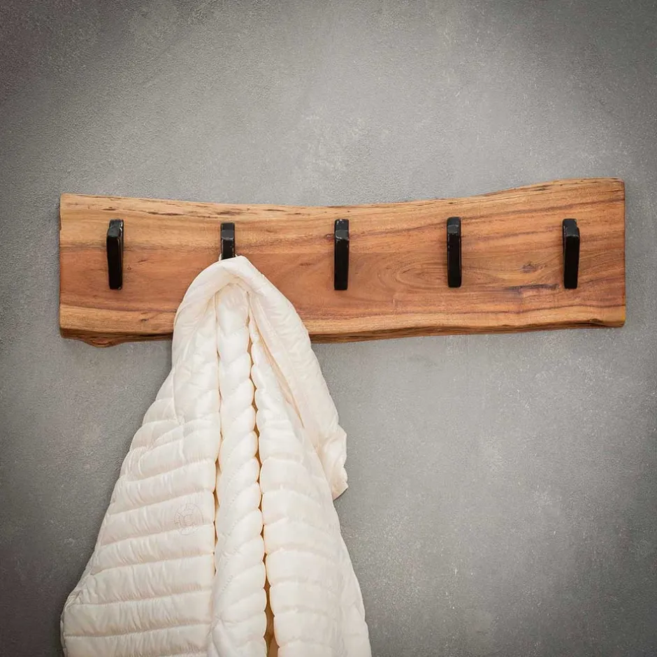 Wohnen Holz Hängegarderobe mit Baumkante - Isnios