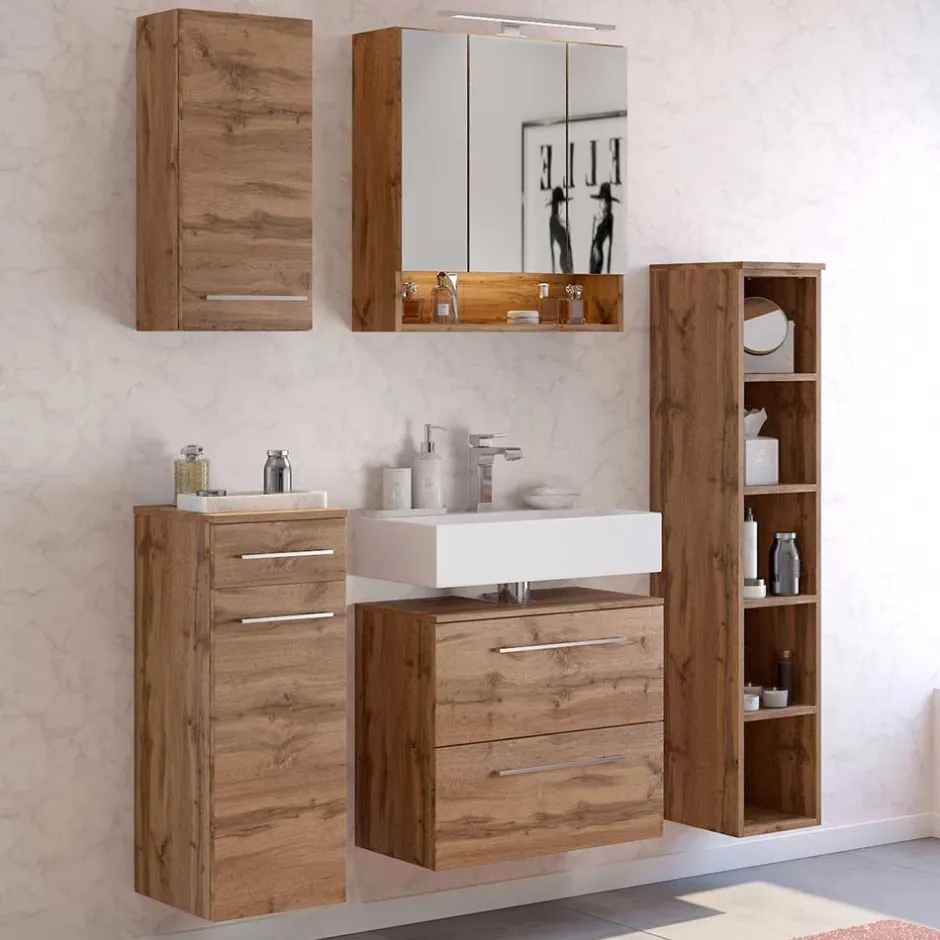 Holz Optik Waschbeckenunterschrank 60x54x35 cm - Lemnas^Wohnen Discount