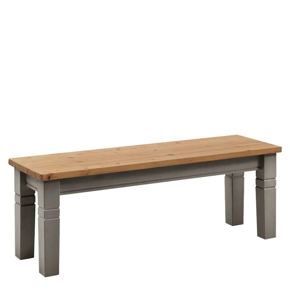 Wohnen Holzbank Cempino in Grau Kiefer massiv