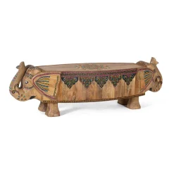 Holzbank mit Elefantenköpfen aus Mangoholz - Lottessa^Wohnen Hot