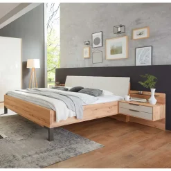 Wohnen Holzbett & Nachtkommoden - Krofun (dreiteilig)