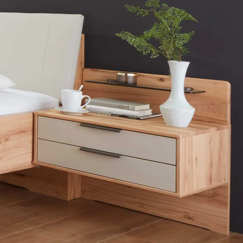 Wohnen Holzbett & Nachtkommoden - Krofun (dreiteilig)