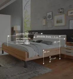 Wohnen Holzbett & Nachtkommoden - Krofun (dreiteilig)