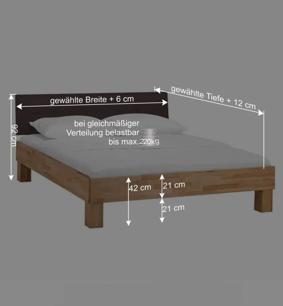 Holzbett Abraham mit Polsterkopfteil (dreiteilig)^Wohnen Clearance