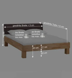 Wohnen Holzbett massiv Wins mit Polster-Kopfteil Kunstleder Dunkelbraun