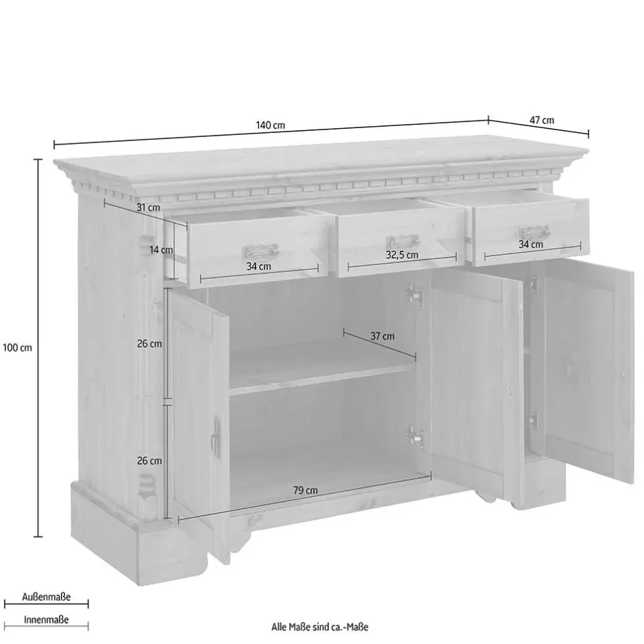 Holzkommode in Cremefarben gewachst - Rospus^Wohnen Best