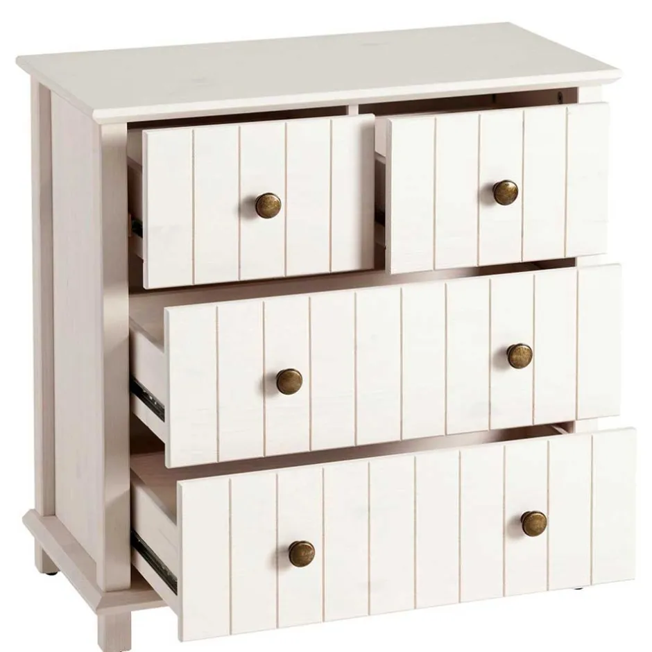 Wohnen Holzkommode in Weiß gewachst - Cilao