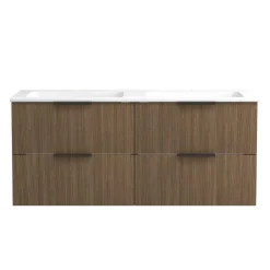 Wohnen Holzoptik Doppel-Waschtisch in Eiche Dunkel - Ucaida