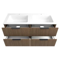 Wohnen Holzoptik Doppel-Waschtisch in Eiche Dunkel - Ucaida