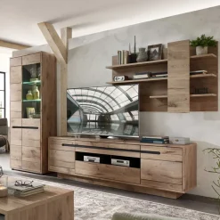 Wohnen Holzoptik TV Anbauwand Set - Zelio (dreiteilig)