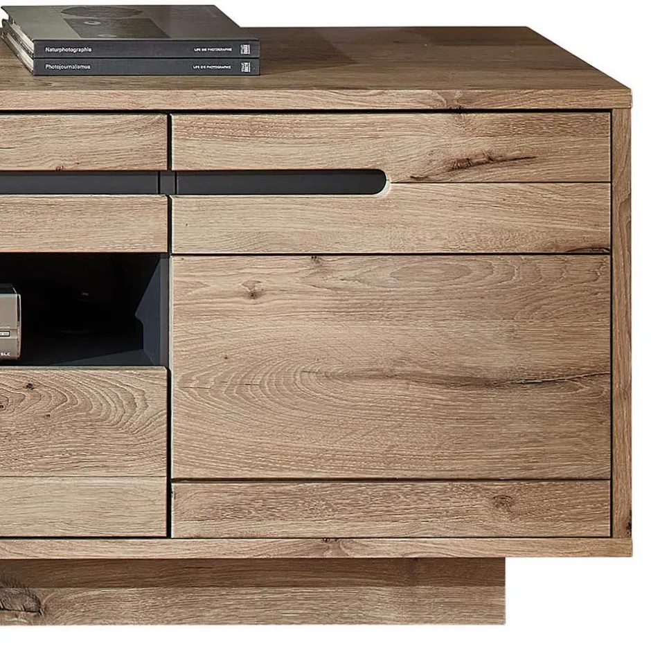 Wohnen Holzoptik TV Anbauwand Set - Zelio (dreiteilig)