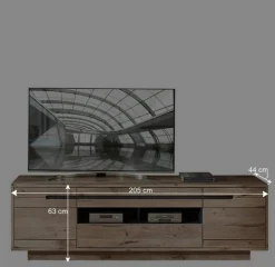 Wohnen Holzoptik TV Anbauwand Set - Zelio (dreiteilig)