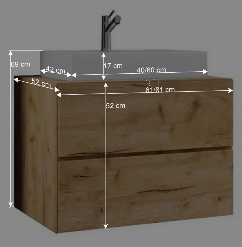 Holzoptik Wand-Waschtisch in Wildeiche Honig - Toulon^Wohnen Hot