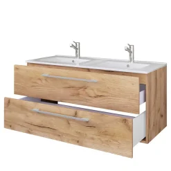 Holzoptik Waschtisch mit zwei Becken - Ursela^Wohnen Sale