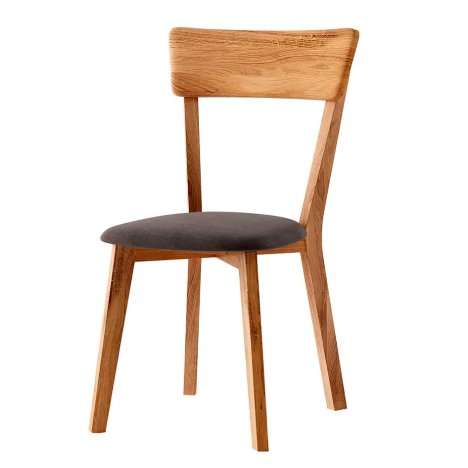 Holzstuhl mit Polstersitz aus Wildeiche Massivholz - Tembreno^Wohnen Online