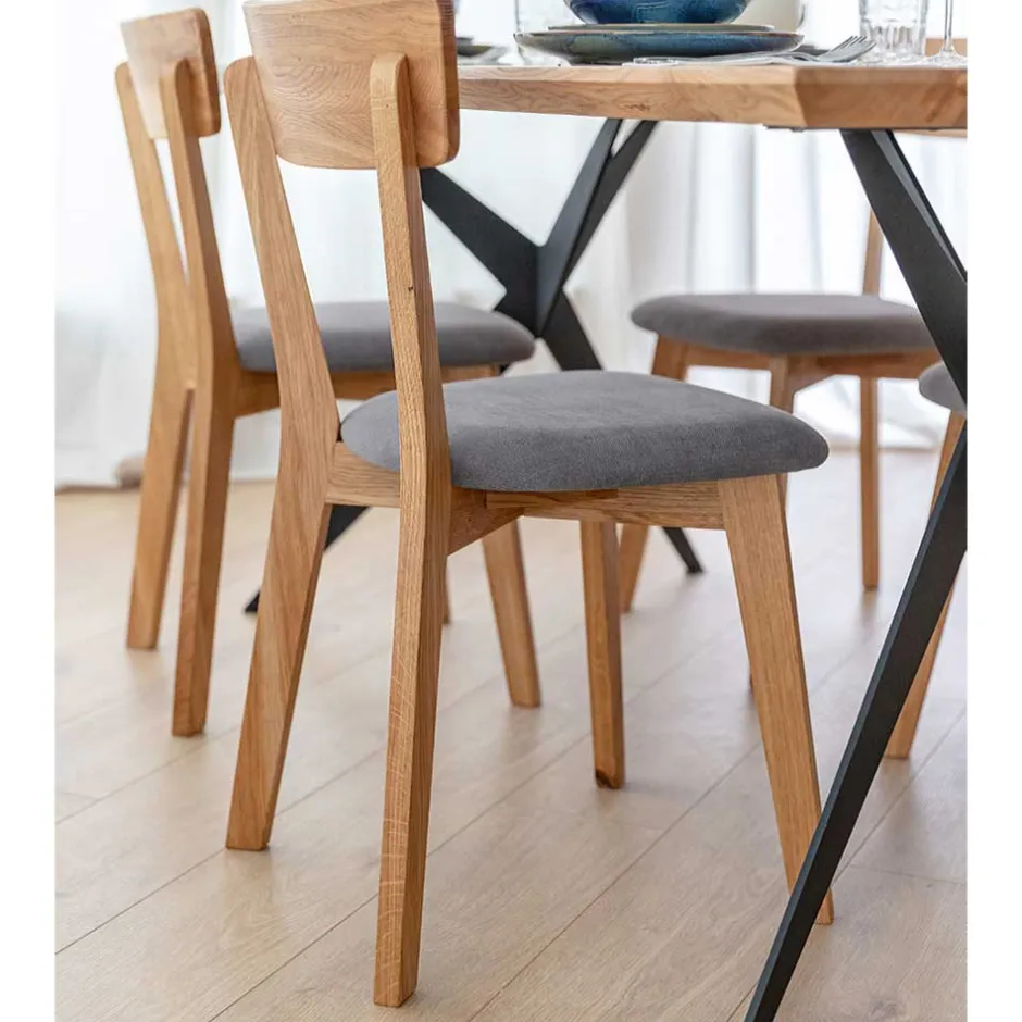 Holzstuhl mit Polstersitz aus Wildeiche Massivholz - Tembreno^Wohnen Online