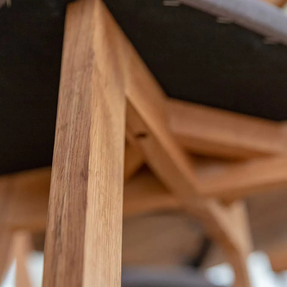 Holzstuhl mit Polstersitz aus Wildeiche Massivholz - Tembreno^Wohnen Online