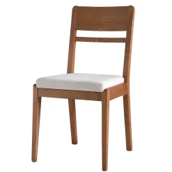 Wohnen Holzstuhl mit Sitzpolster in Creme Stoff - Altagracia