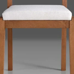 Wohnen Holzstuhl mit Sitzpolster in Creme Stoff - Altagracia