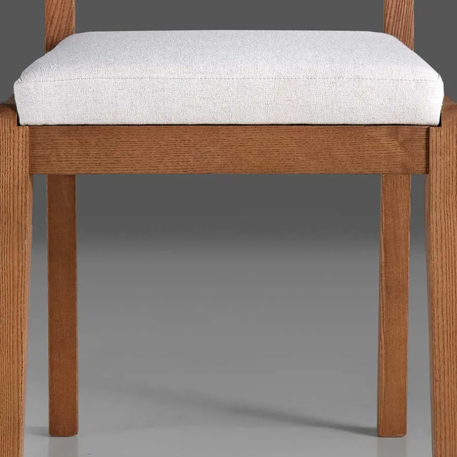 Wohnen Holzstuhl mit Sitzpolster in Creme Stoff - Altagracia