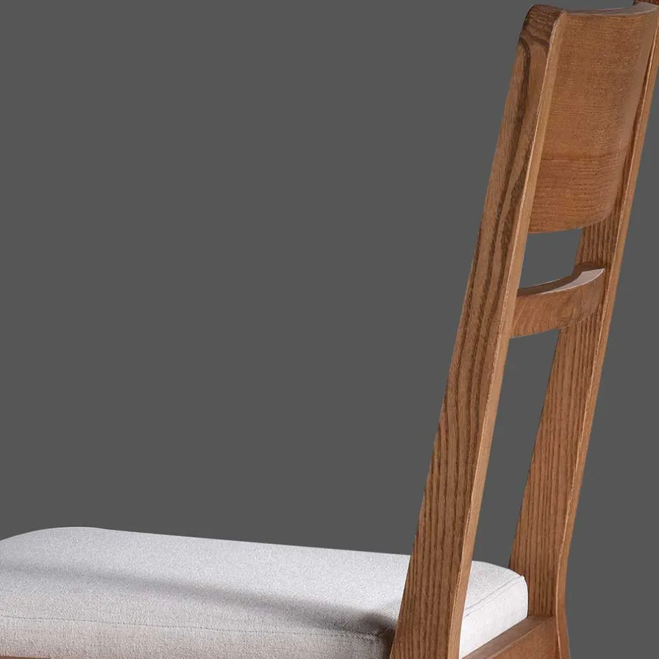 Wohnen Holzstuhl mit Sitzpolster in Creme Stoff - Altagracia